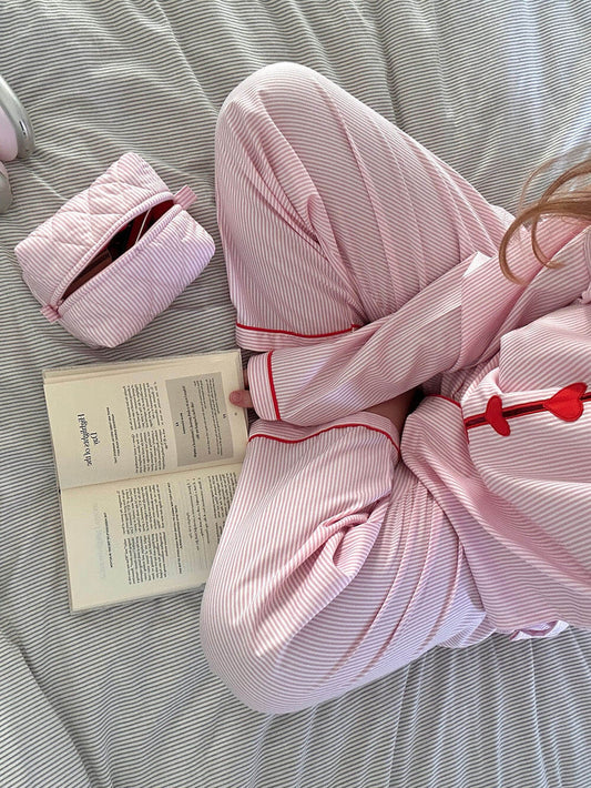 Pink Stripe Girls Pajama Set