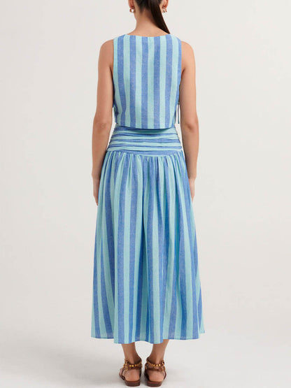 Lace-Up Tank & Midi Skirt Set