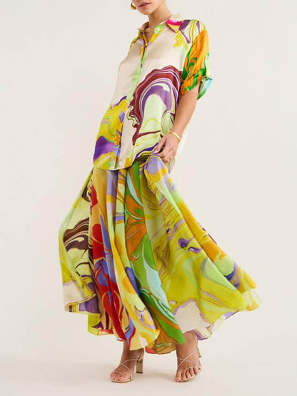 Modern Satin Printed Two Piece
