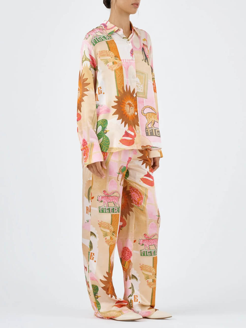 Printed Shirt and Loose Pants Set