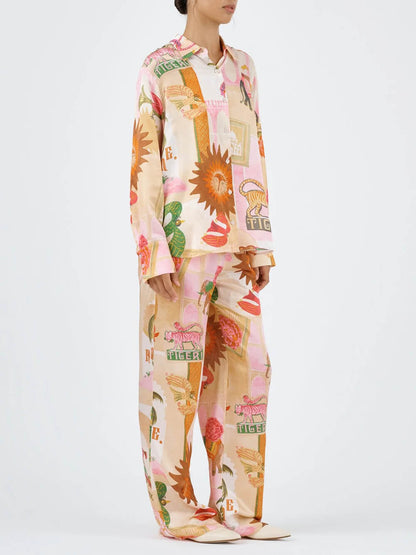 Printed Shirt and Loose Pants Set