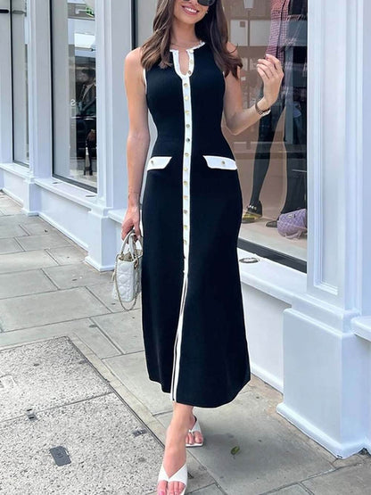 Knit Sleeveless Button Dress