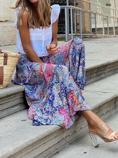 Bohemian Print Maxi Skirt
