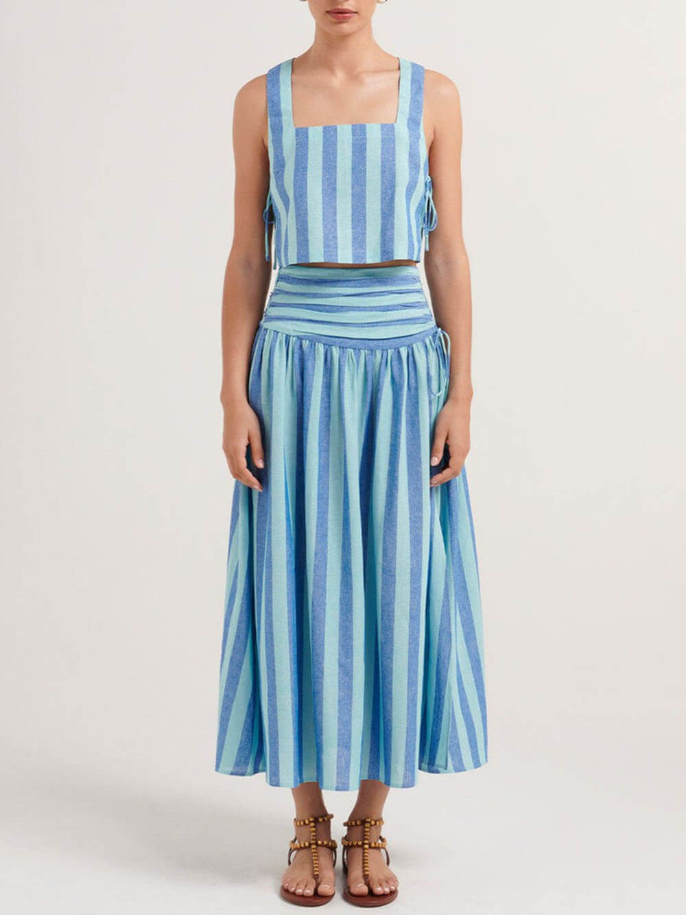 Lace-Up Tank & Midi Skirt Set