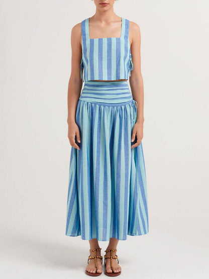 Lace-Up Tank & Midi Skirt Set