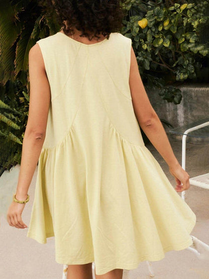 Chic Deep V Wide Strap Tank Dress