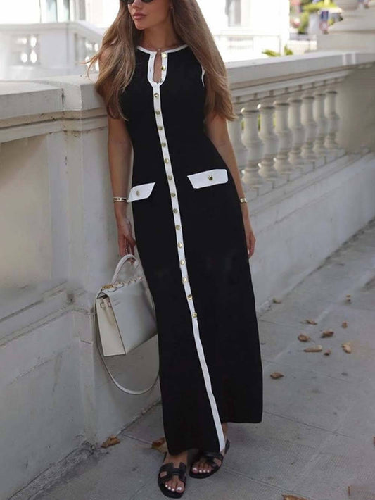 Knit Sleeveless Button Dress