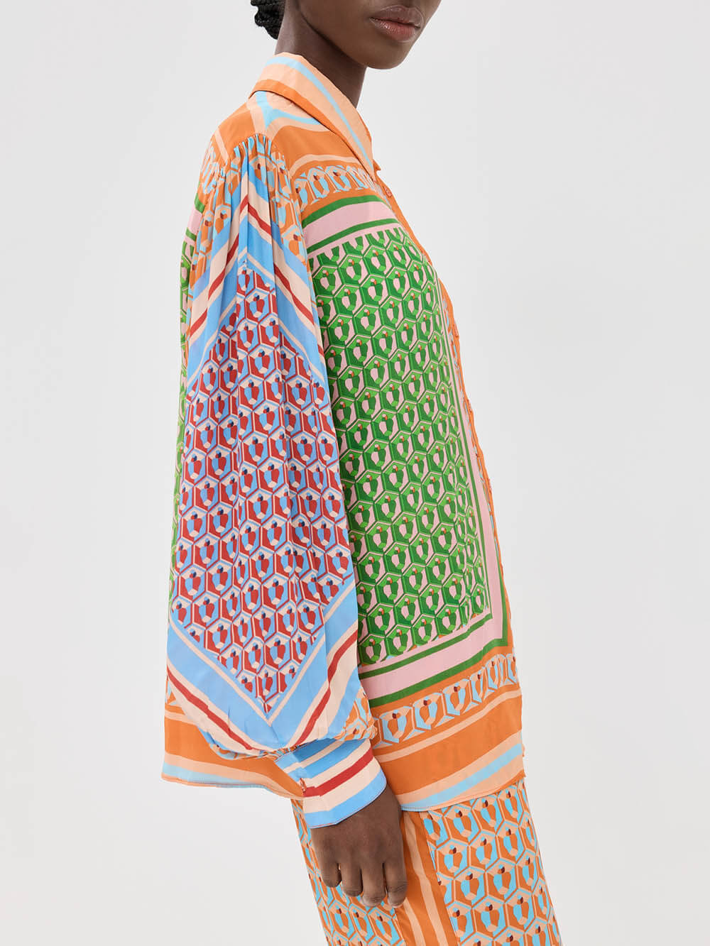 Colorful Print Balloon Sleeve Shirt