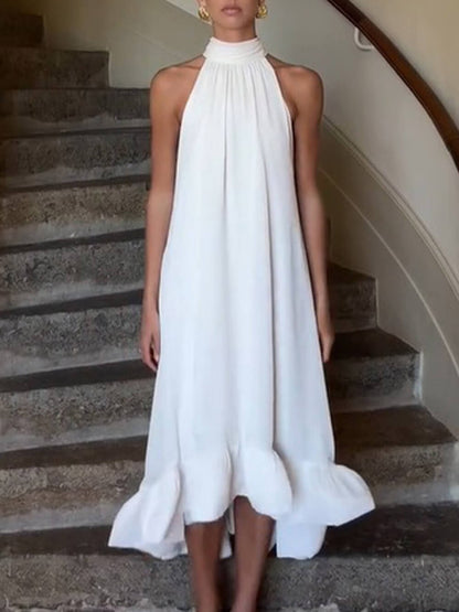 Ruffled Halter Neck Sleeveless Dress