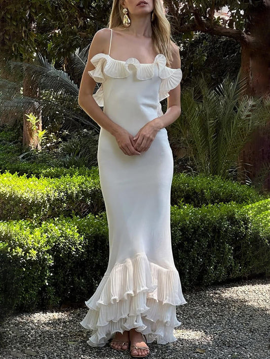 Strapless Backless Ruffled Bodycon Dress
