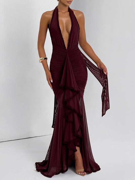 Mesh Panel Elegant Maxi Dress