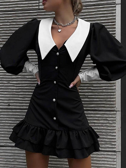 Colorblock Collared Bodycon Dress