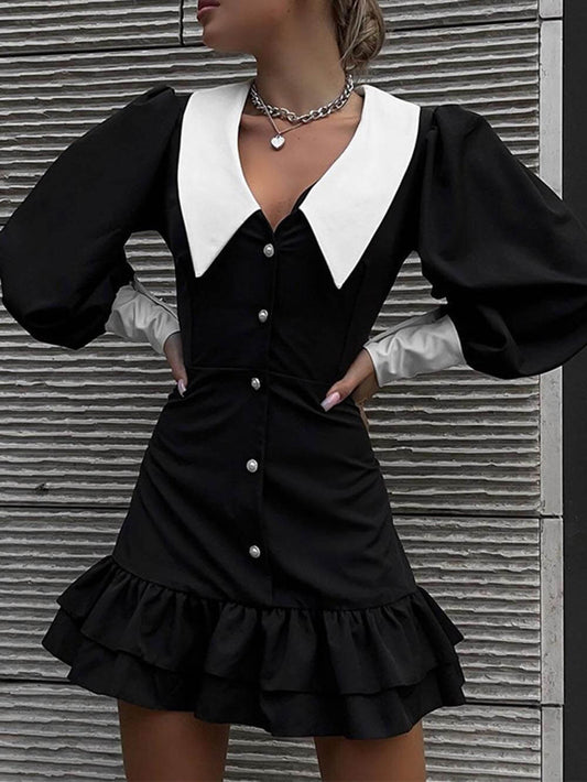 Colorblock Collared Bodycon Dress