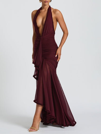 Mesh Panel Elegant Maxi Dress