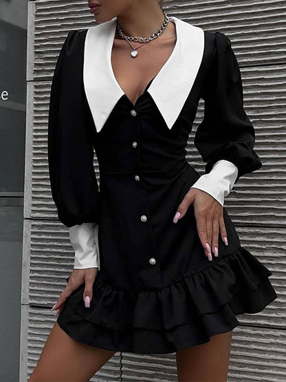 Colorblock Collared Bodycon Dress