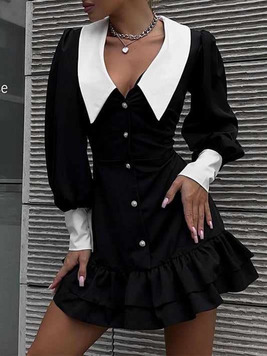 Colorblock Collared Bodycon Dress