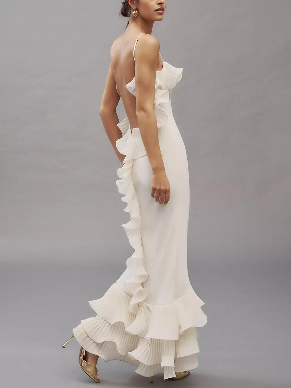 Strapless Backless Ruffled Bodycon Dress