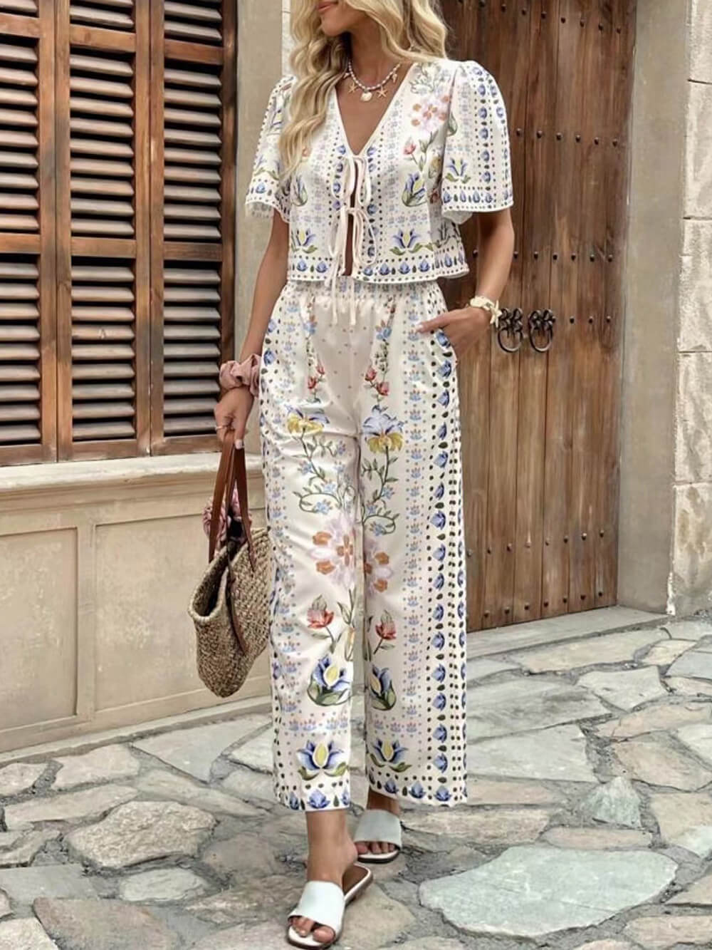 High Waist Floral Two Piece Set