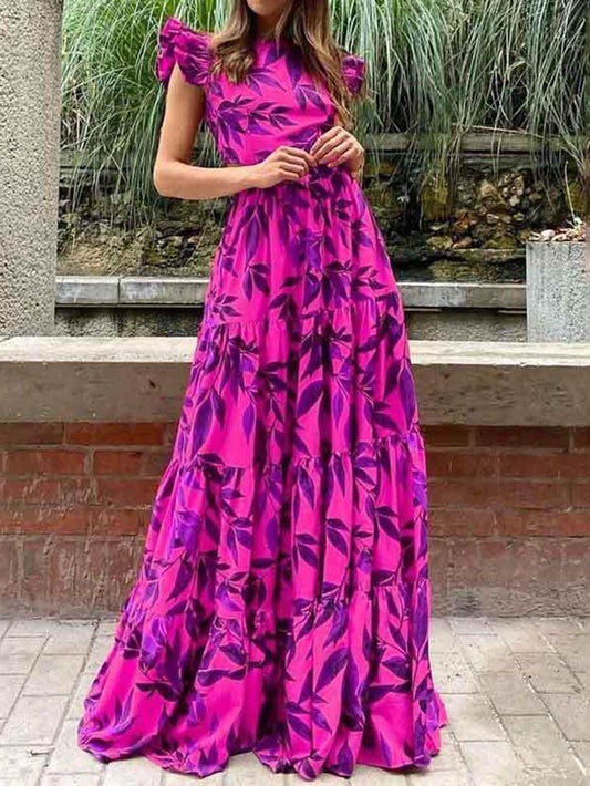 Floral Ruffle Flared Dress