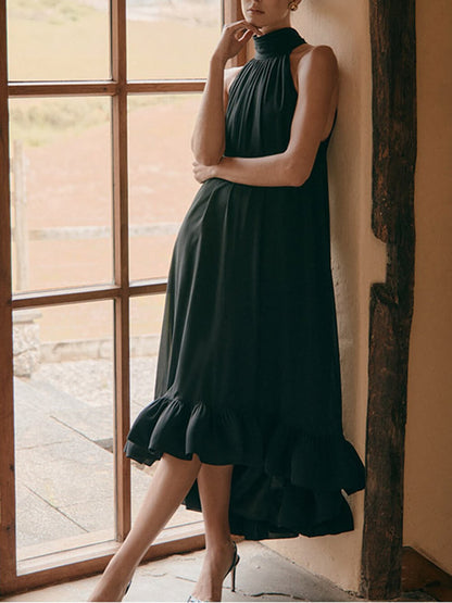 Ruffled Halter Neck Sleeveless Dress