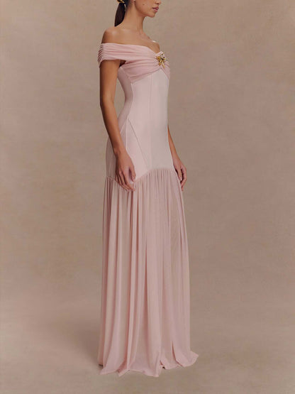 Elegant Strapless Mesh Panel Bodycon Dress