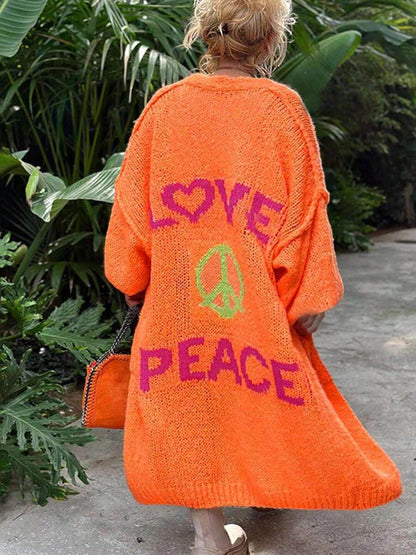 Heart Pattern Plus Size Knit Cardigan