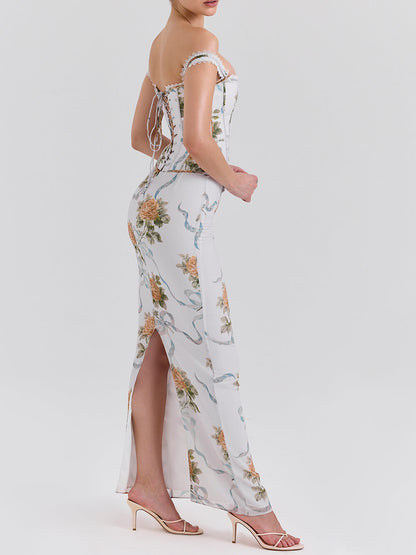 Vintage Floral Oil Painting Bodycon Dress