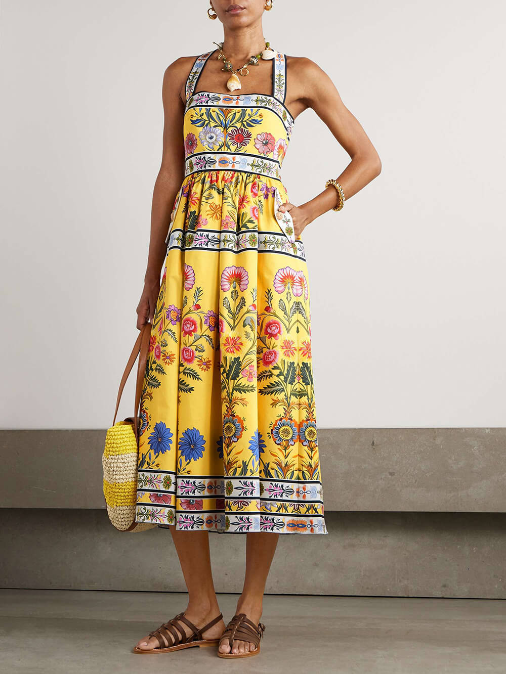 Linen Trendy Floral Tie Dress