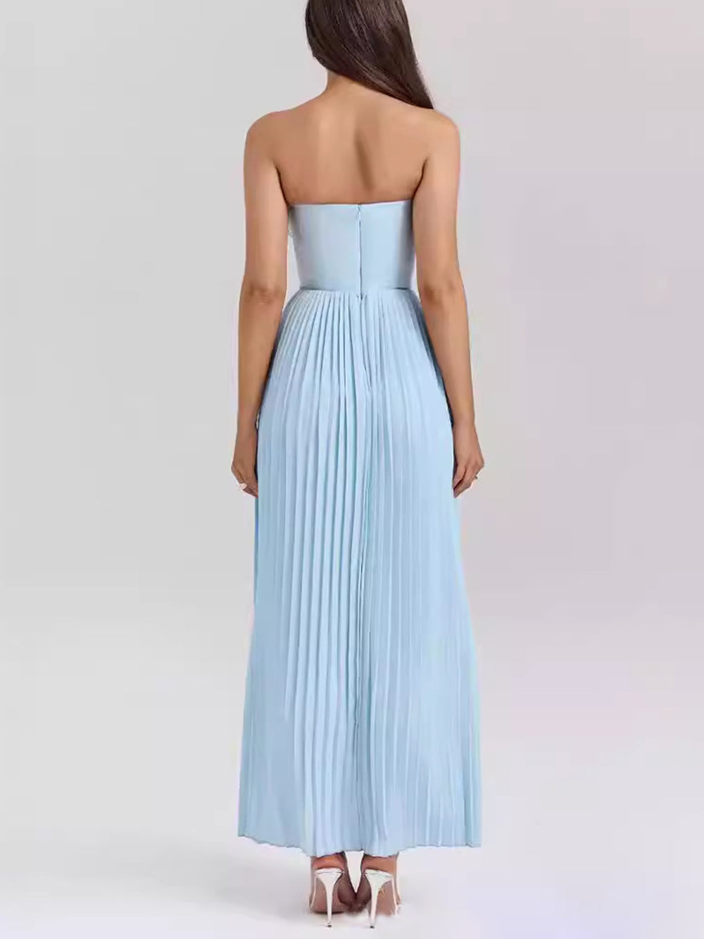 Pleated Strapless Maxi Dress
