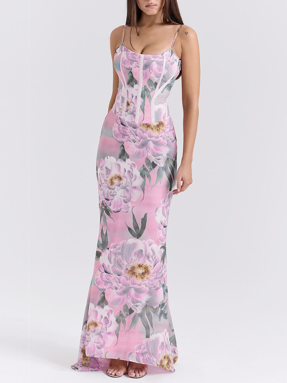 Floral Sexy Fitted U-Neck Cami Dress