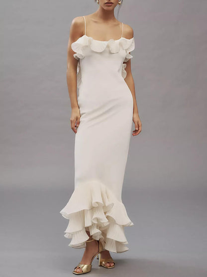 Strapless Backless Ruffled Bodycon Dress
