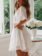 Backless Cutout Fringe Trim Summer Dress