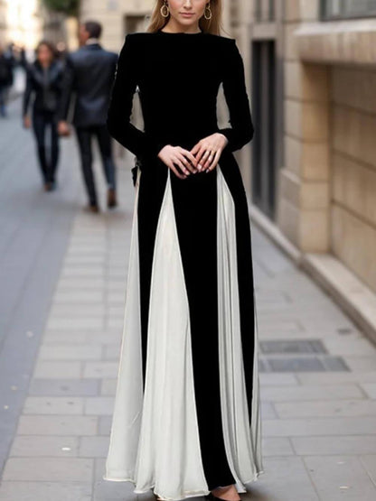 Colorblock Bodycon Long Sleeve Dress