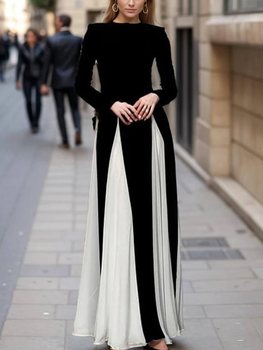 Colorblock Bodycon Long Sleeve Dress