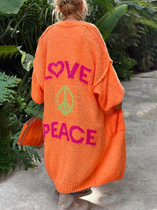 Heart Pattern Plus Size Knit Cardigan