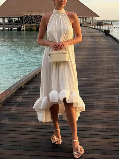 Ruffled Halter Neck Sleeveless Dress