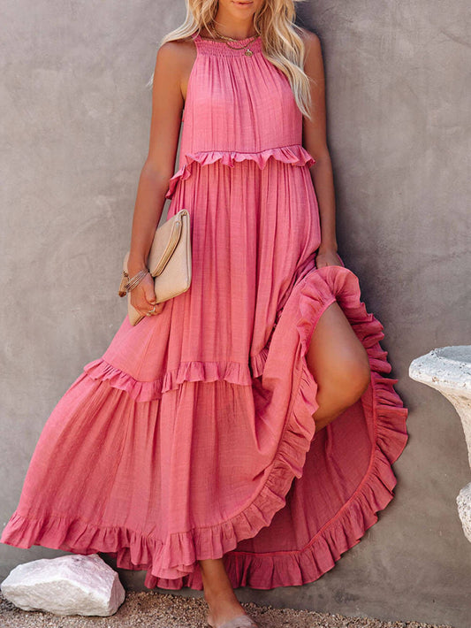 Elegant Floor-Length Tiered Cake Dress