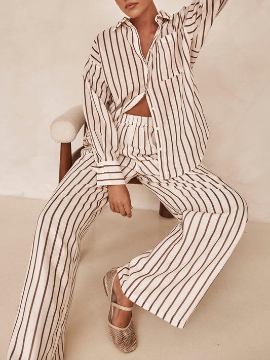 Striped Patchwork Shirt Set