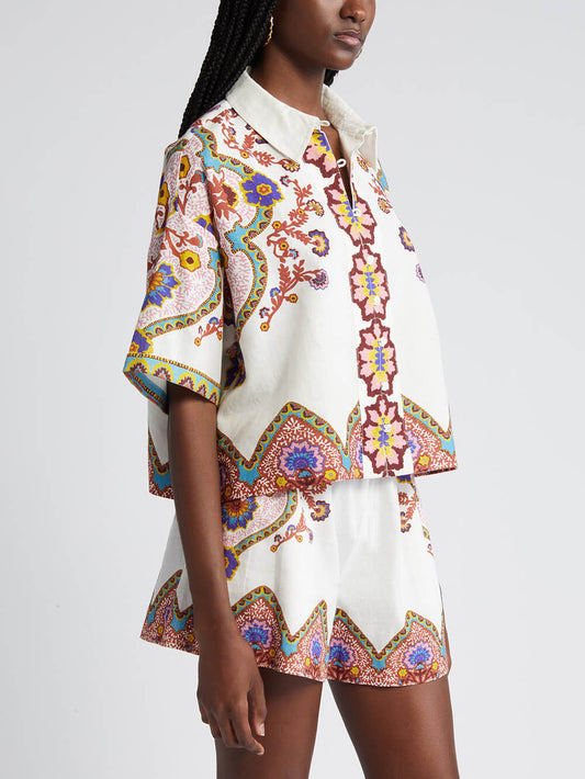 Ethnic Floral Print Shirt Set