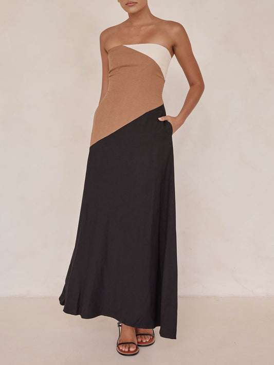 Asymmetrical Color-Blocked Dress