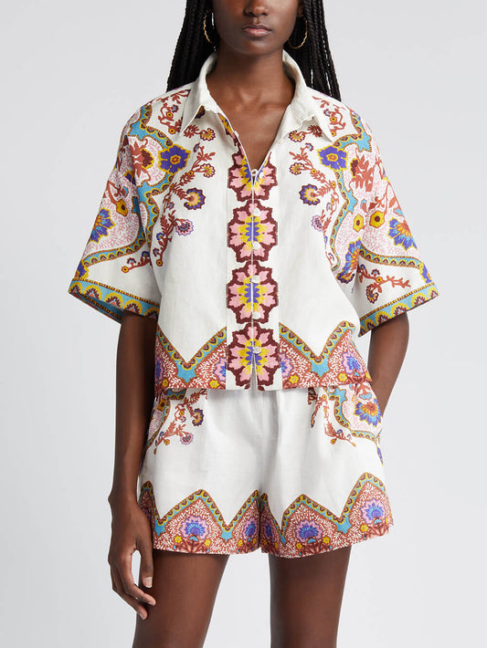 Ethnic Floral Print Shirt Set