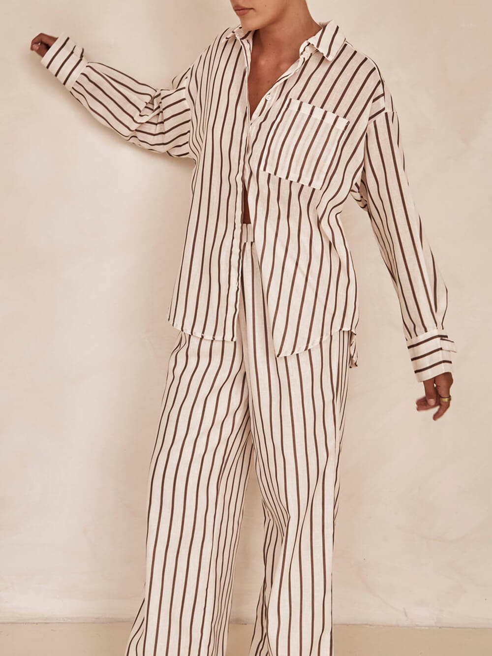 Striped Patchwork Shirt Set