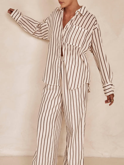 Striped Patchwork Shirt Set