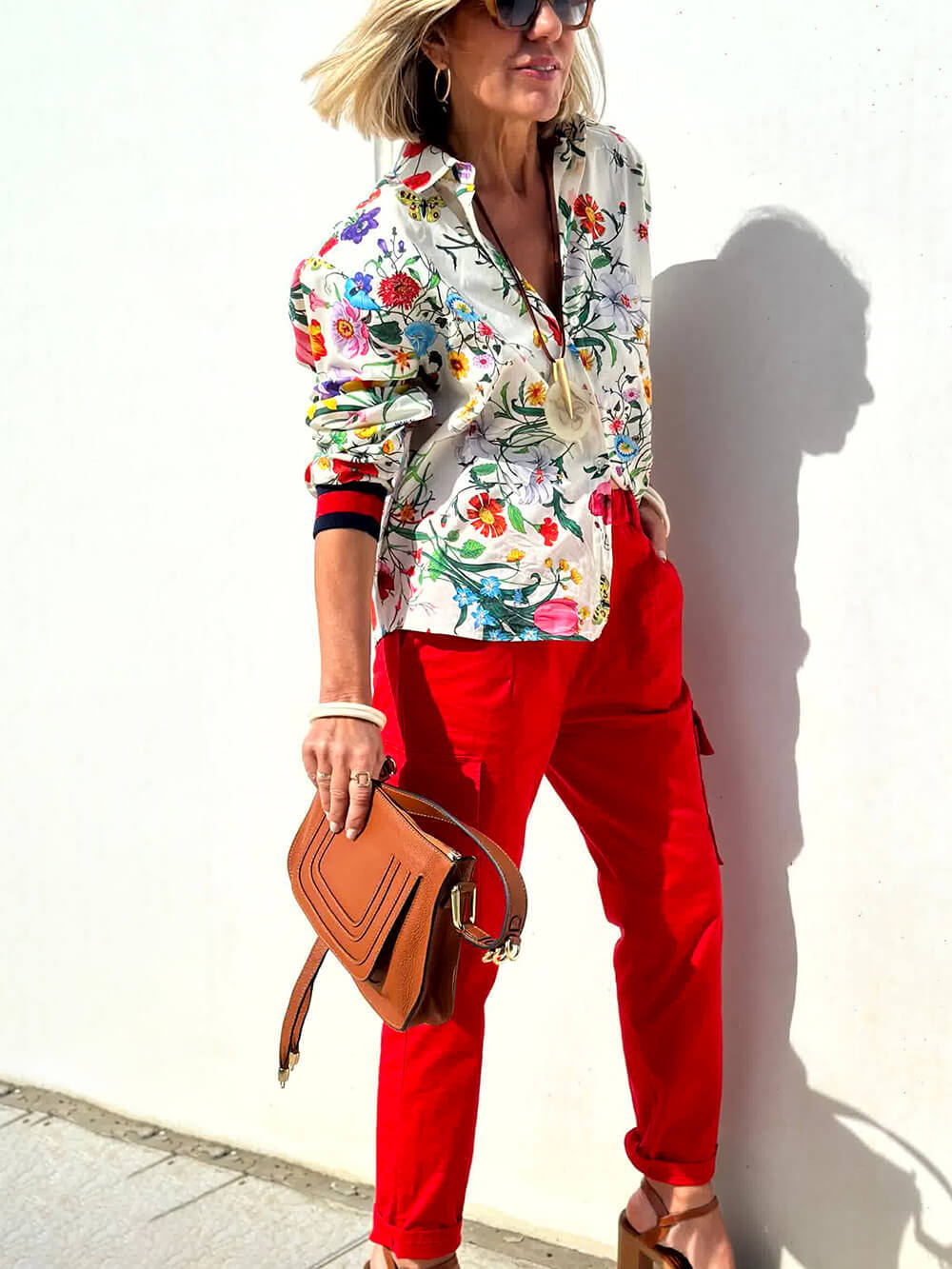 Floral Print Button Down Blouse