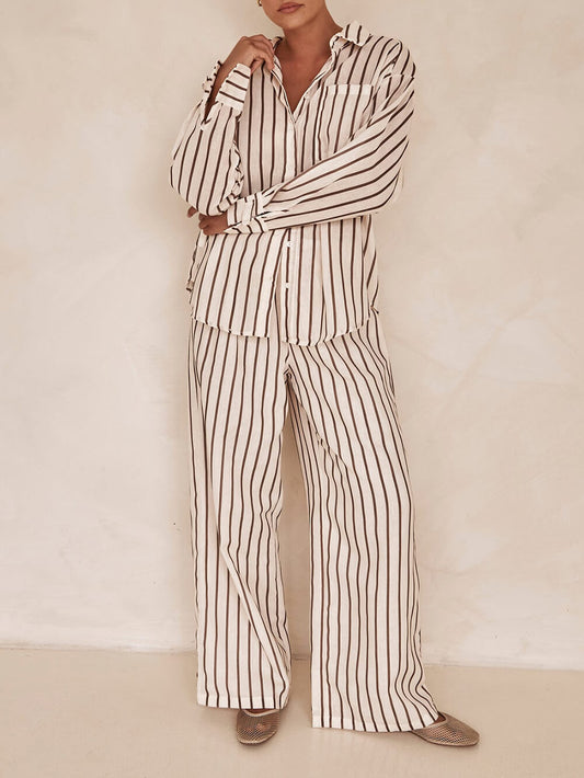 Striped Patchwork Shirt Set