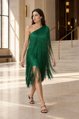Simple Flowy Fringe Party Cocktail Dress
