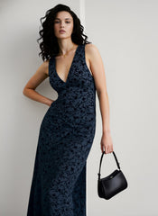Floral Print V-Neck Sleeveless Fitted Party Dress