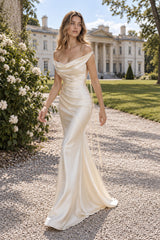 Spaghetti Strap Satin Fashion Maxi Dress
