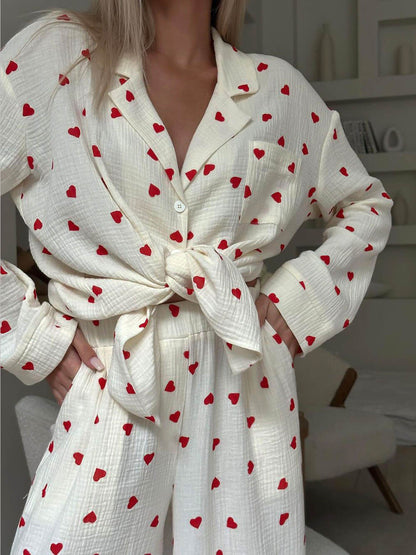 Heart Print Pajama Set