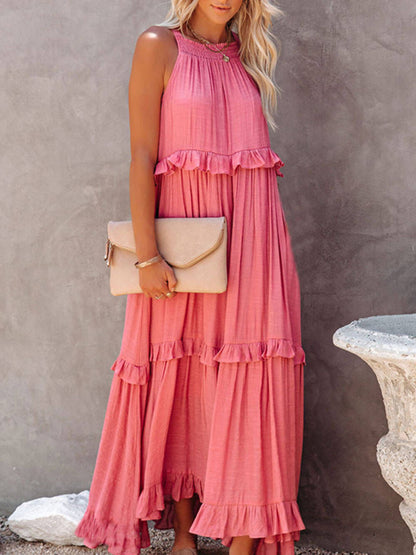 Elegant Floor-Length Tiered Cake Dress